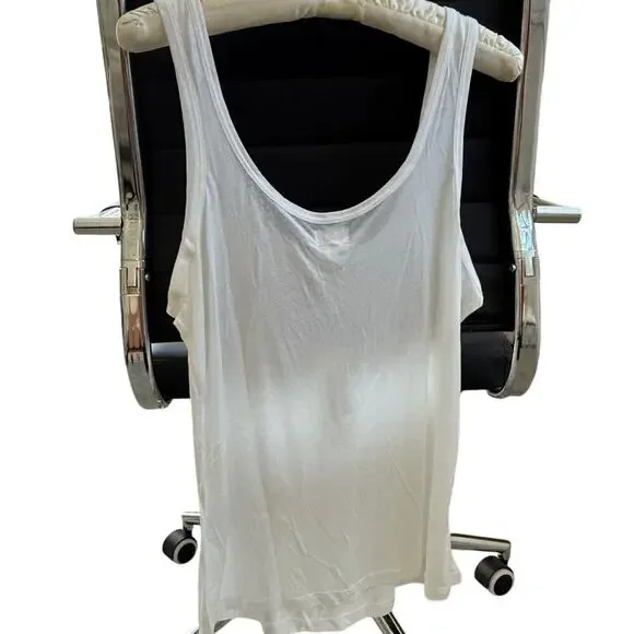 L’AGENCE Perfect Tank Top White Luxe Essential Size Large Soft Relaxed NWT Beach - Picture 4 of 5